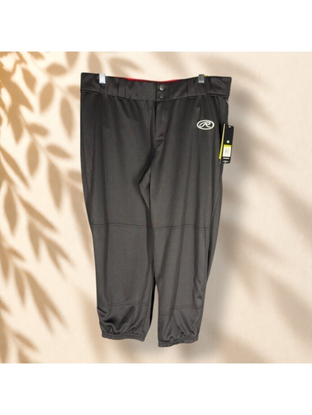 New Rawlings Activewear Pants Women XL Black Softball Low Rise Belted Gym